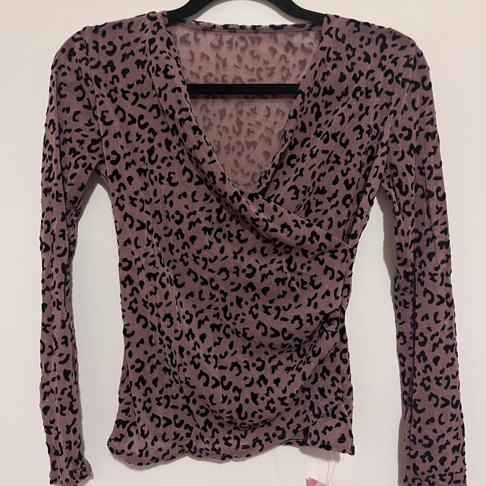 Cheetah print faux wrap top